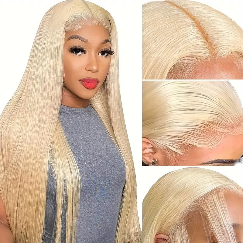Amazon Front Lace Wig Women's Fashion Middle Part Long Straight Hair Fluffy Natural Fashion Full Hair Cover