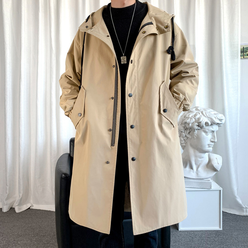 2021 Otoño e Invierno gabardina de hombre abrigo de algodón acolchado para hombre Abrigo acolchado de algodón Comercio exterior transfronterizo gabardina de color sólido cálido con capucha larga para hombre image 6