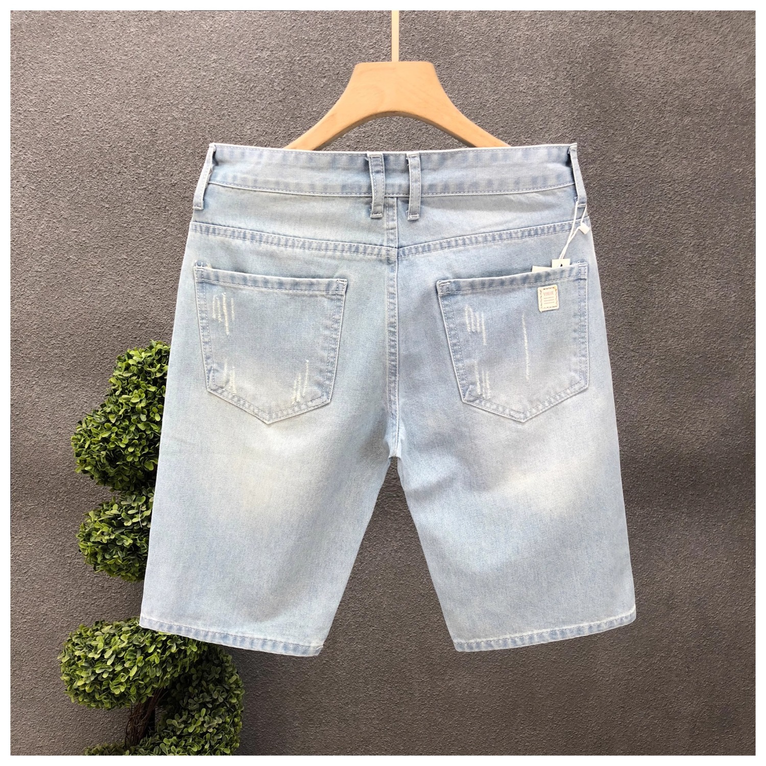 Men's Mid High Waist Denim Shorts Summer Thin Style Casual Loose Straight Leg Five Point Pants New_mkmklike.com