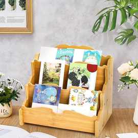 跨境木质贺卡展示架供应商多功能贴纸展示架零售架木质桌面置物架