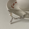 Fashionable bracelet from pearl, elastic jewelry, Korean style, silver 925 sample, light luxury style