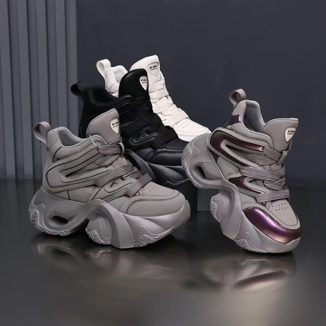 内增高老爹鞋女秋季新款2025年超火透气松糕厚底休闲高帮鞋子爆款