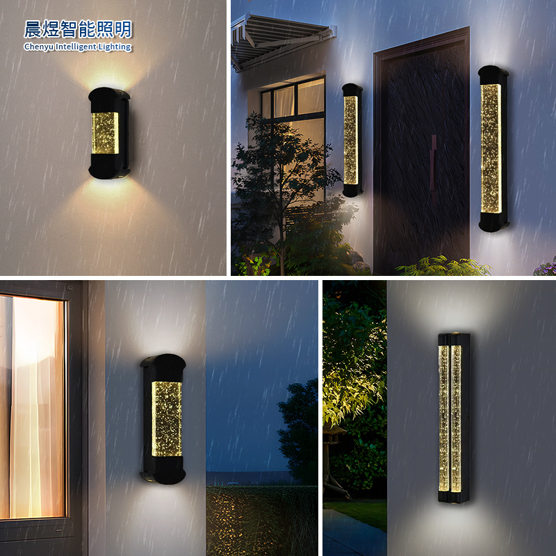 Courtyard Waterproof and Moisture-Proof Outdoor Balcony Garden Villa Corridor Aisle Exterior Wall Simple Outdoor Lighting Crystal Wall Lamp