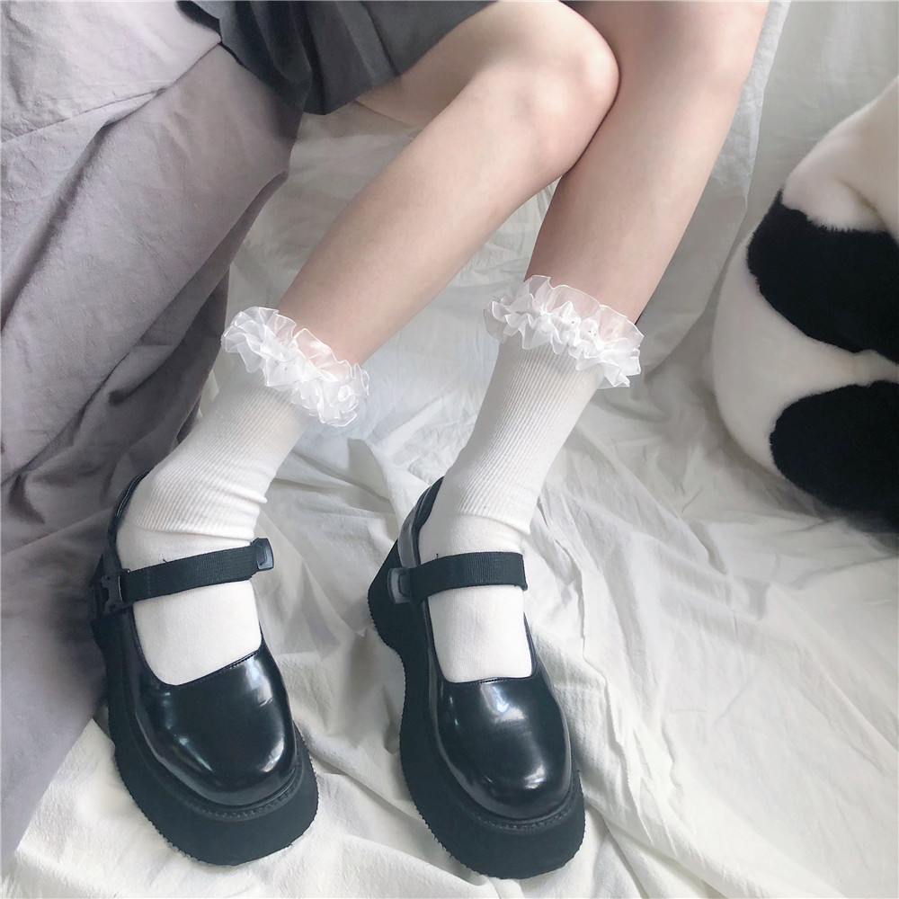 Female sweet solid color tube socks