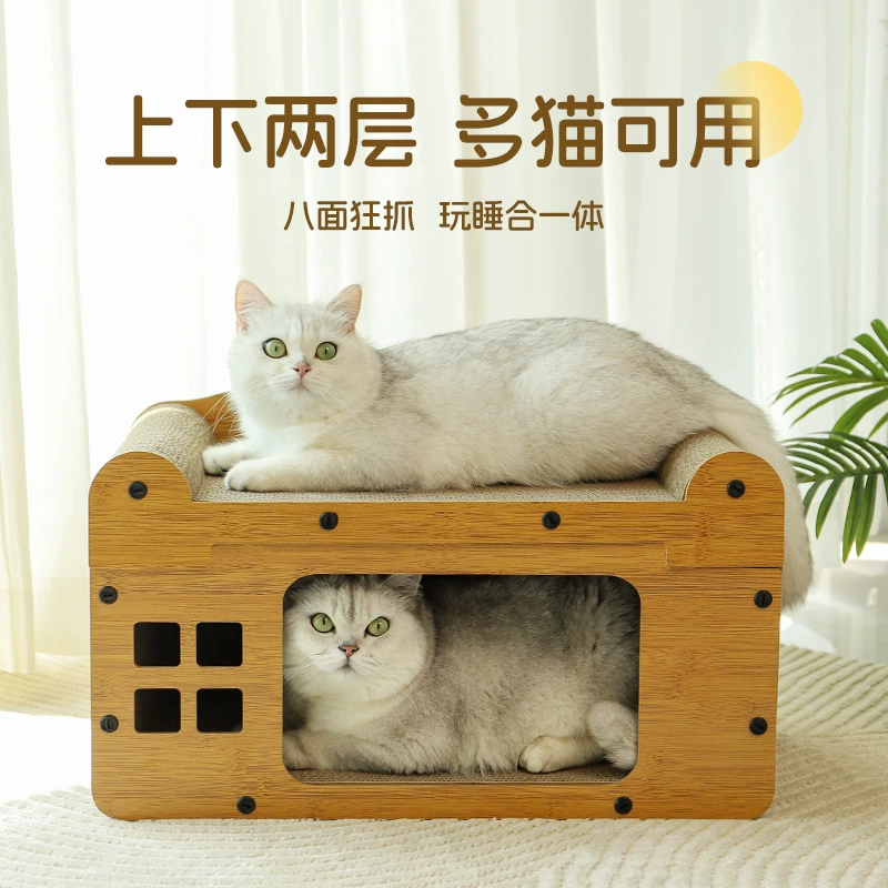 Кошачий захват Кошачий гнездо один двухэтажный кошачий дом износостойкий деревянный дом Four Seasons Универсальный большой вертикальный кошачий захват замена