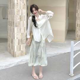 防晒衣吊带裙森系穿搭减龄套装女2026夏新款松弛感系带衬衫压褶裙
