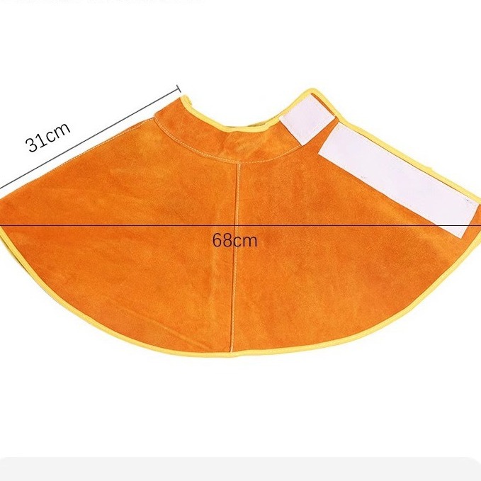 Chaleco-protector de piel de vaca pura - Para soldadura eléctrica, protección contra salpicaduras de chispas y escaldaduras, engrosado y amplio, diseño de gorra-capucha, también para搬运