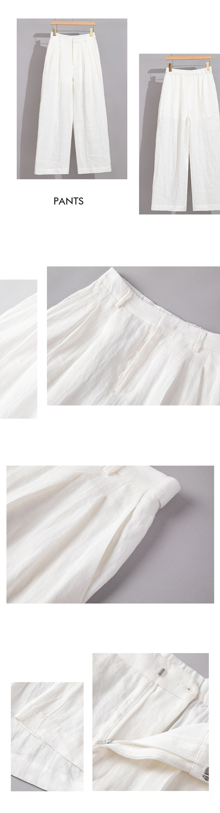 Completo da donna in lino ChicShe, tre pezzi, professionale, elegante, con pantaloni a gamba dritta e larga, blazer piccolo_voghion.com