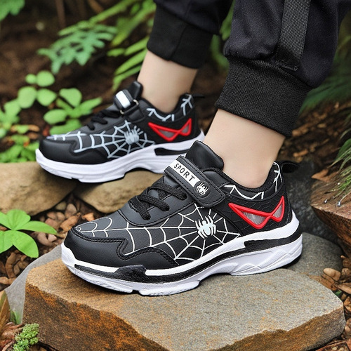 Boys' Spider-Man Shoes Autumn Leather-Face Wear-Resistant Lightweight Sneakers for Kids and Babies—Fashionable Running Shoes