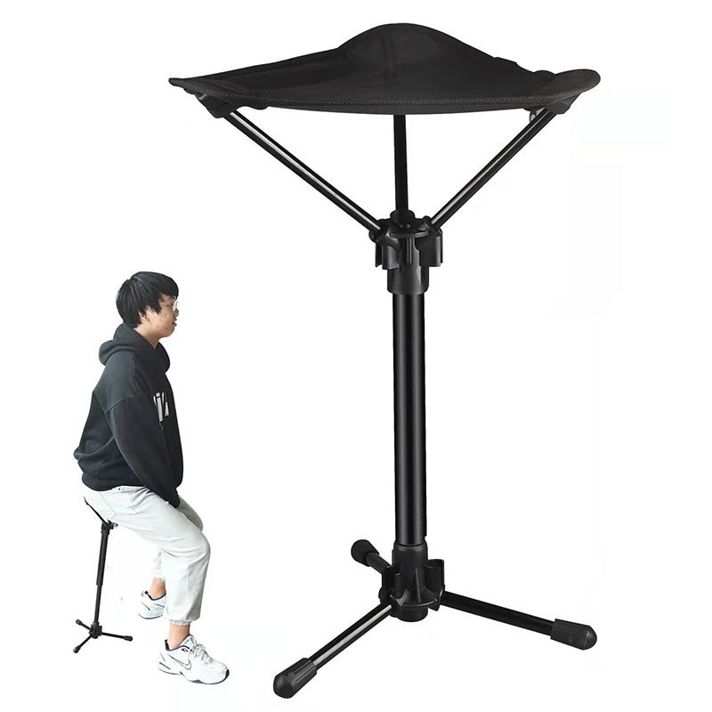 Outdoor Travel Aluminum Alloy Telescopic Folding Stool Portable Queueing Fishing Stool Lightweight Portable Seat for Subway
