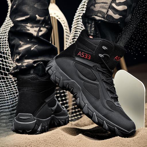 Botas tácticas de malla transpirables de hombre Amazon al aire libre zapatos de montaña de entrenamiento de lazos altos botas de combate
