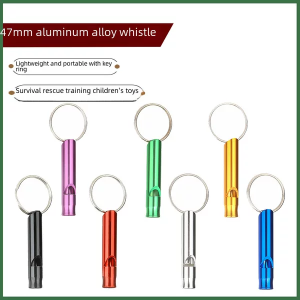 Outdoor Aluminum Alloy Survival Whistle, Outdoor Keychain Whistle Training Tool, Multi-Functional Edc Equipment, Life-Saving Whistle