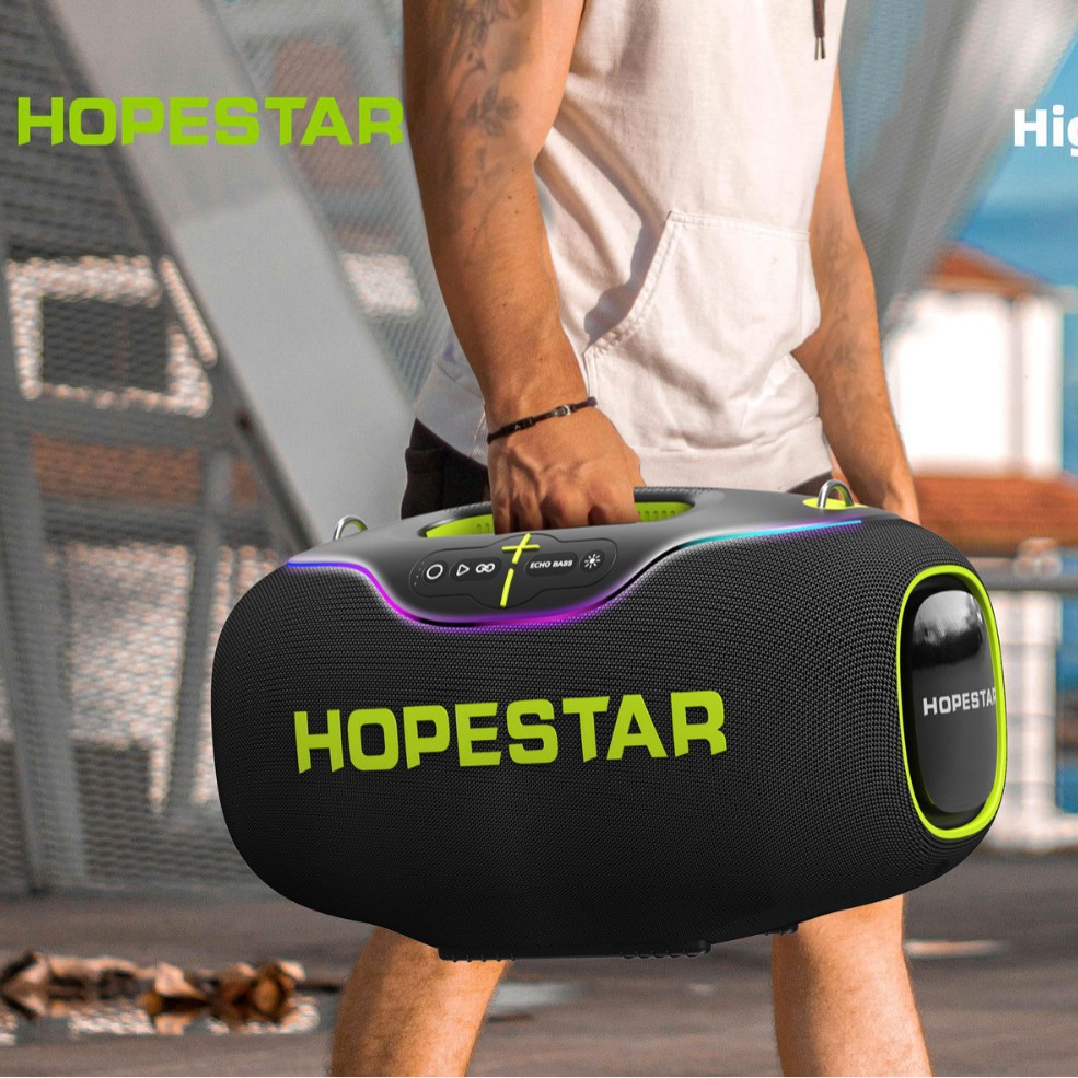 HOPESTAR tarjeta de enchufe de audio Bluetooth subwoofer transfronterizo con micrófono al aire libre K-canción altavoz Bluetooth de alto volumen