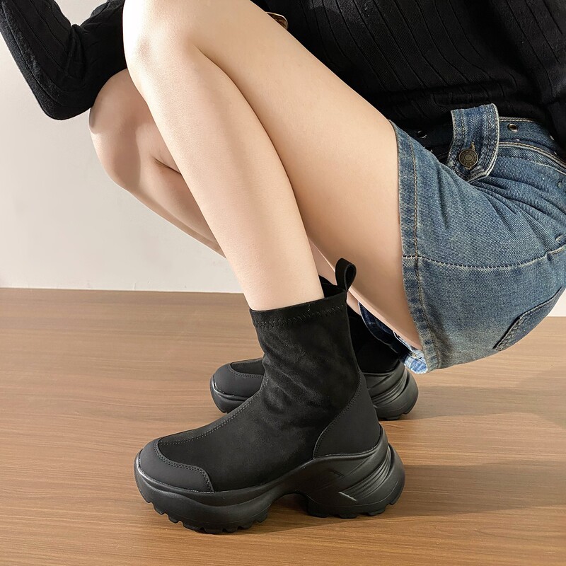 Suede Thick-Soled Boots for Women 2025 New Height-Increasing Elastic Slim Boots Short Boots for Small People Casual Sports Boots Suede Thick-Soled Boots for Women 2025 New Height-Increasing Elastic Slim Boots Short Boots for Small People Casual Sports Boots