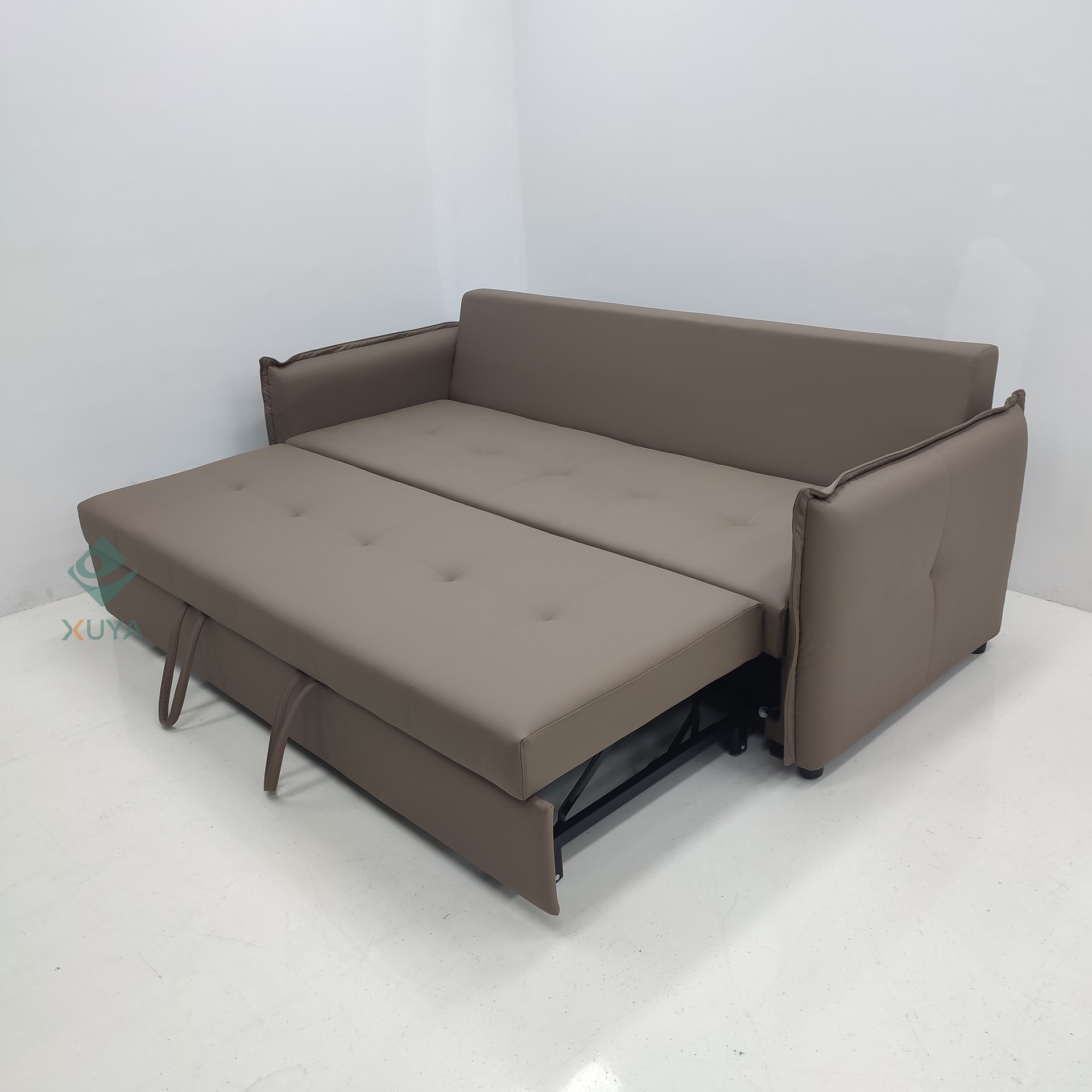 Sofá cama recta de sala de estar de pequeña casa sin lavado almacenamiento de tela de tecnología multifuncional sofá push-pull