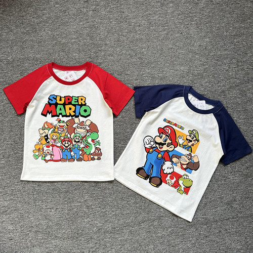 Daily cartoon Mario print children's clothing short-sleeved shirt
