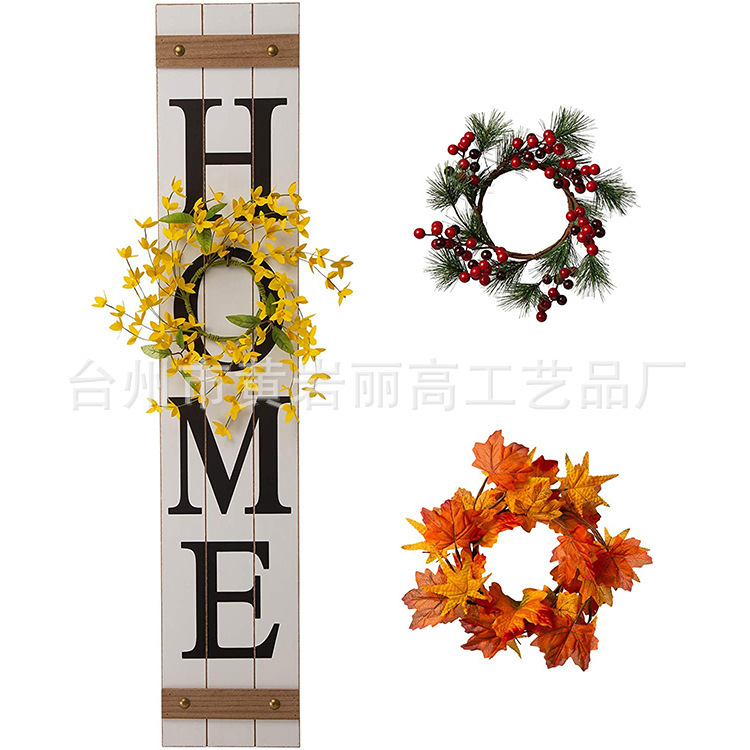 Wooden Welcome Sign, Front Door Rustic Farmhouse Hanging Porch, 3 Variable Wreaths