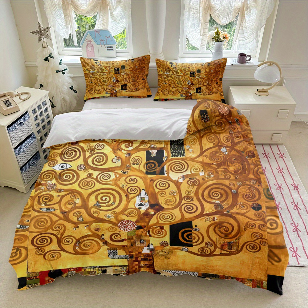 TEMU / JIT transfronterizo para brillante árbol de vida polido impresión digital kit de edredón textil para el hogar