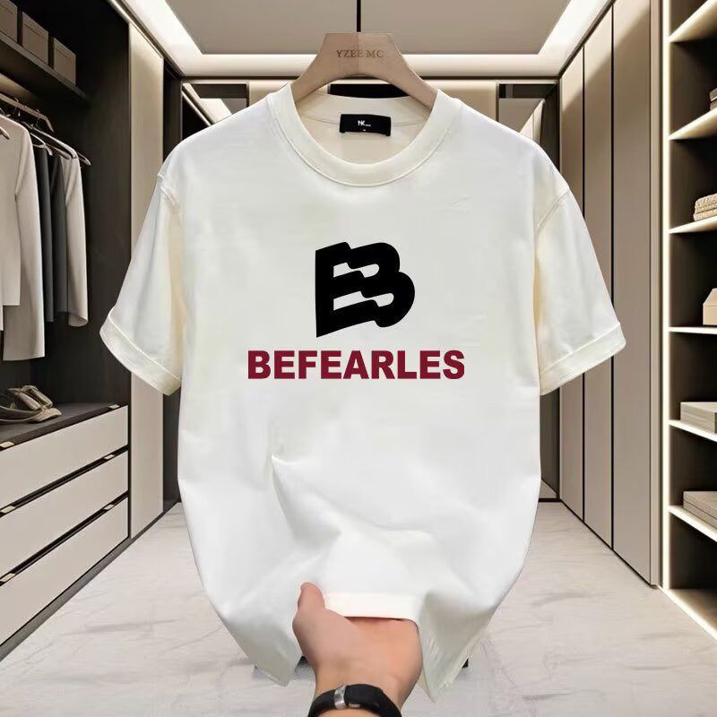 Herrenbekleidung, trendiges Oberteil aus schwerer Baumwolle für Damen und Herren, Sommerprint, Rundhalsausschnitt, kurze Ärmel, lockere Passform_voghion.com