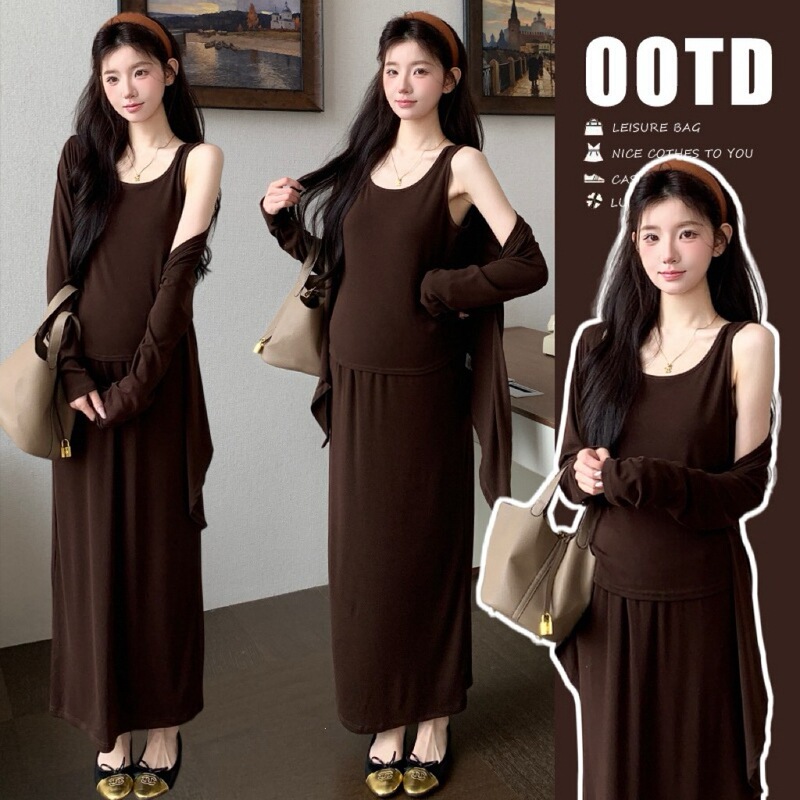 2026 Autumn New Korean Style Casual Chic Skirt with Cardigan and Camisole for Pregnant Women 2026 Autumn New Korean Style Casual Chic Skirt with Cardigan and Camisole for Pregnant Women