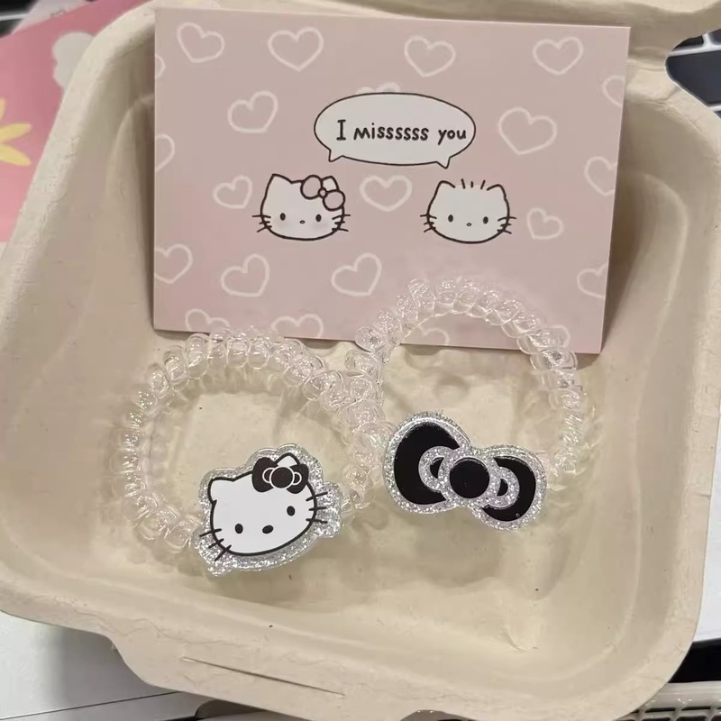 卡通KT蝴蝶结电话圈ins百搭甜酷y2k少女心扎头发绳头饰少女|undefined