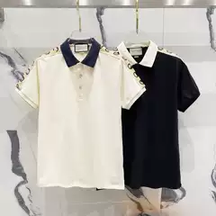 Nanyou High Version GU New Business Lapel Polo Shirt GG Woven Letter Small Logo Unisex Short Sleeve T-Shirt