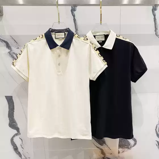 Nanyou High Version GU New Business Lapel Polo Shirt GG Woven Letter Small Logo Unisex Short Sleeve T-Shirt