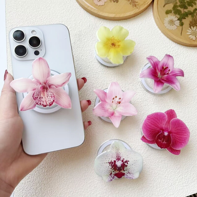 Sakura Butterfly Orchid Flower Airbag Stand Magnetic Phone Holder Ins Transparent Magnetic Stand Magsafe