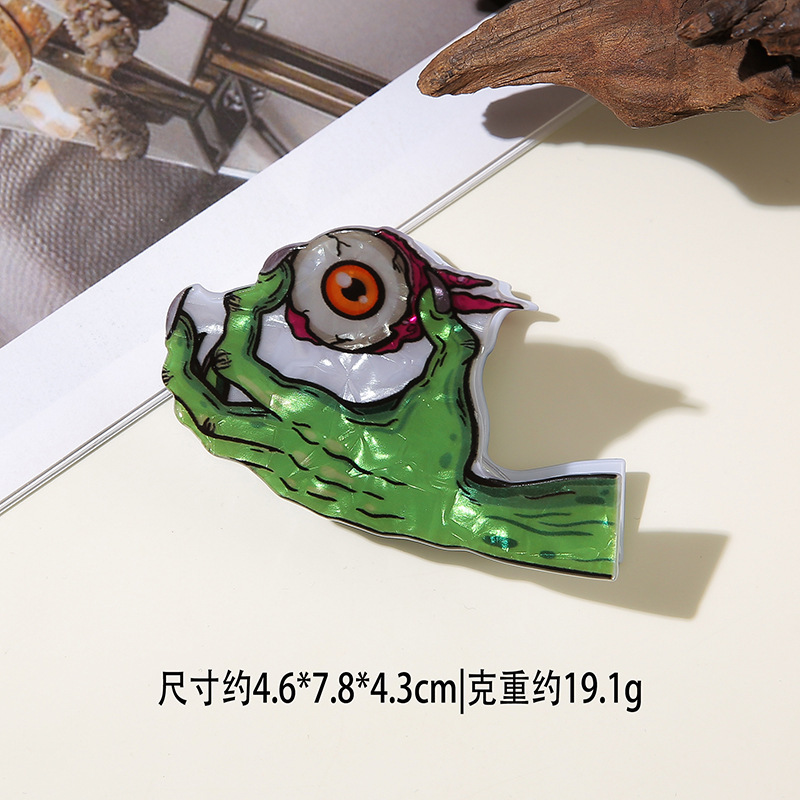 工厂批发仿醋酸万圣节搞怪暗黑风鲨鱼夹个性创意南瓜发夹幽灵抓夹|undefined