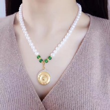 金镶玉天然淡水珍珠吊坠项链 母亲节妈妈节妇女节礼物 厂家批发