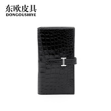 源头工厂暹罗鳄鱼肚皮钱包女长款商务休闲西装钱夹真皮手包多卡位