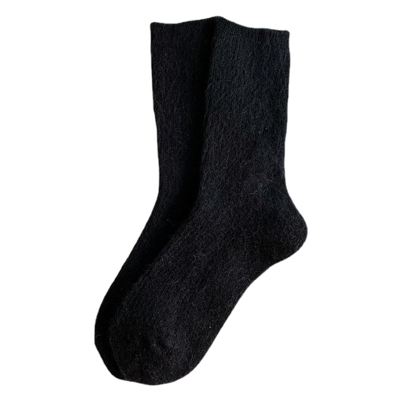 Calcetines de lana de color sólido calcetines de media pantorrilla de las mujeres calcetines de otoño e invierno gruesos calcetines calientes de cachemira calcetines de lana al por mayor