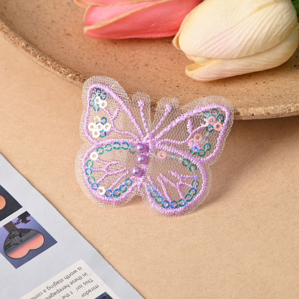 中国风diy蝴蝶饰品配饰珠网格管绣亮片布艺旗袍服装鞋帽辅料批发