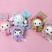 日本代购三丽鸥hellokitty豹纹毛绒挂件可爱凯蒂猫公仔玩偶包包钥