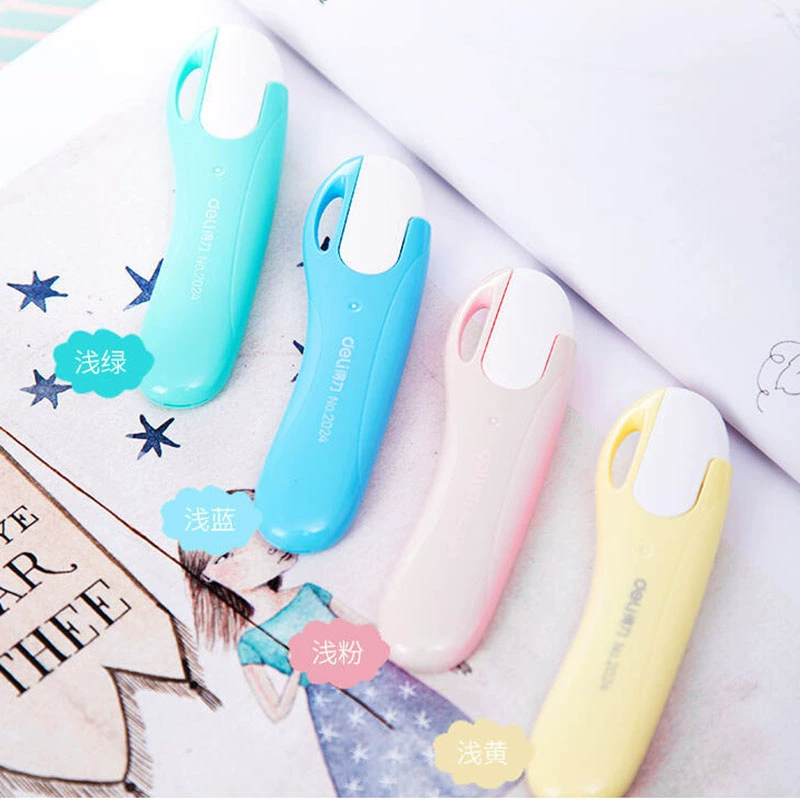 Канцелярские принадлежности Deli 2025, маленький универсальный нож с лезвием, мини-нож для резки бумаги, модный портативный нож для резьбы по обою, нож для резьбы по обою.