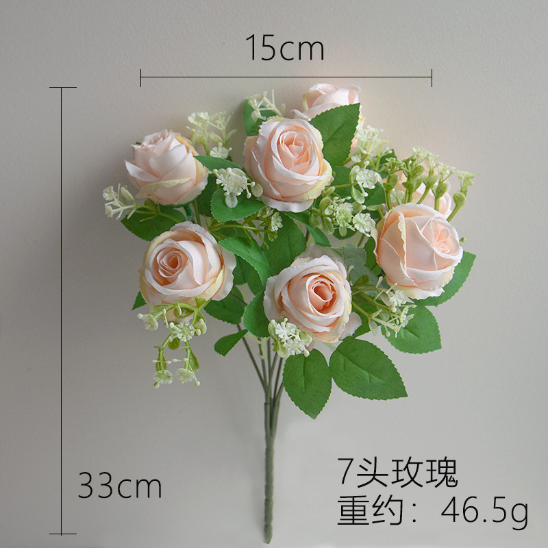 7-cabeza artificial multi-cabeza Rosa ramo boda decoración de la boda flor artificial fotografía diseño apoyos flor falsa