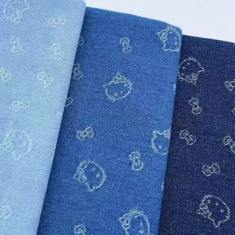 Kitty Kitten Jacquard Washed Denim Fabric Pants Jacket Skirt Children's Clothing Bags Hats Fabric Wholesale