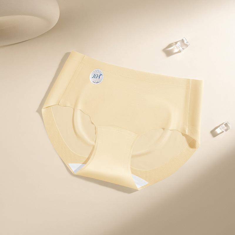 Ropa interior que no deja marcas, estilo de verano, seda de hielo delgada, entrepierna de algodón puro 10A, entrepierna antibacteriana, cintura media, piel de leche transpirable, ropa interior triangular para mujer