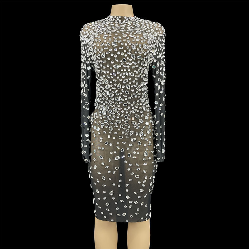 Party Sparkly Crystals Sexy Sequin Prom Evening Dresses Knee Length Cocktail Dress Elegant