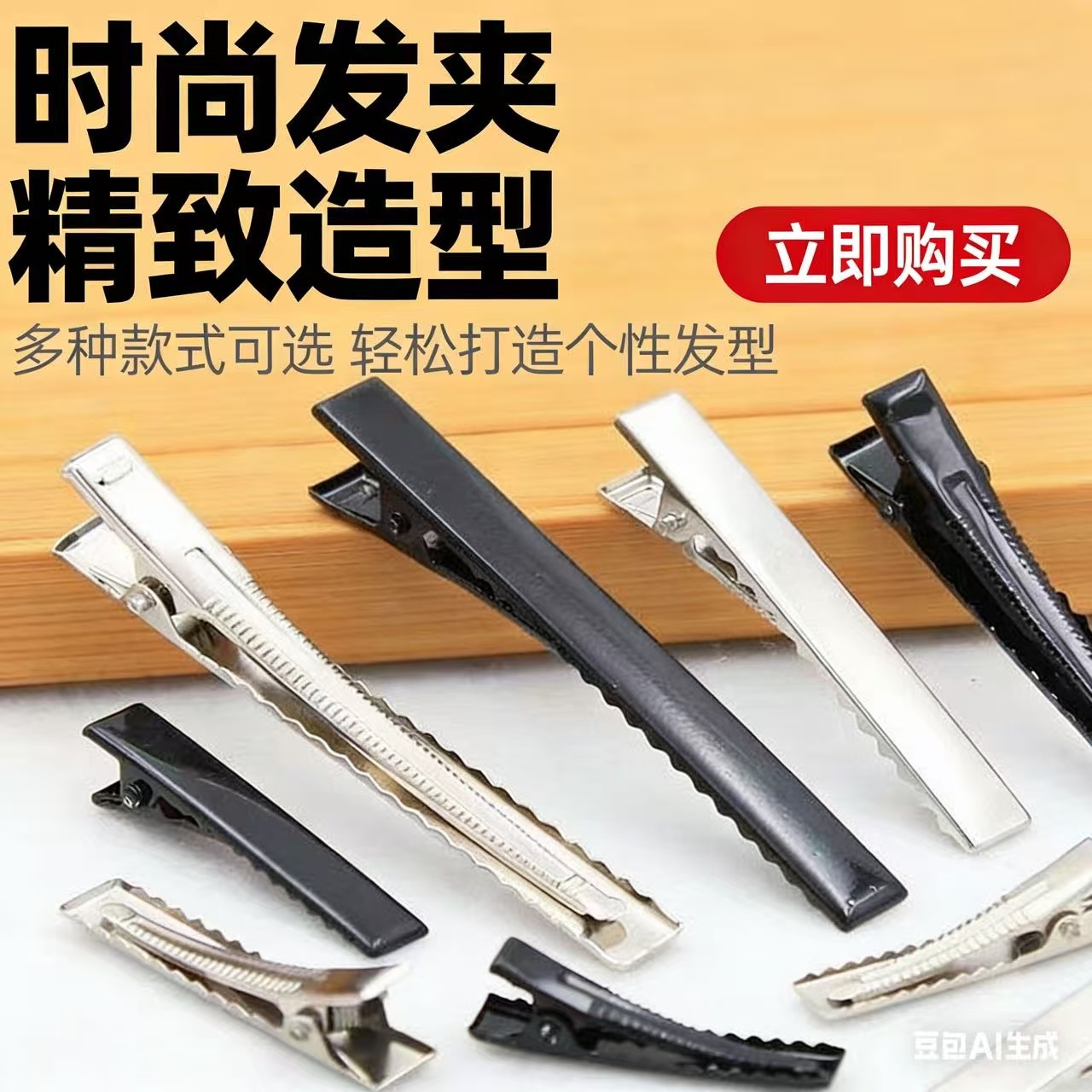 方夹发饰配件鸭嘴夹金属材质diy头饰配件电镀银色现货造型分区