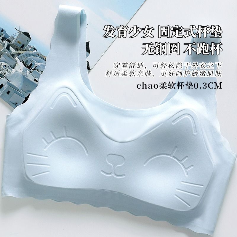固定杯青春期儿童女孩内衣发育期小学生背心少女女大童初中生文胸|undefined