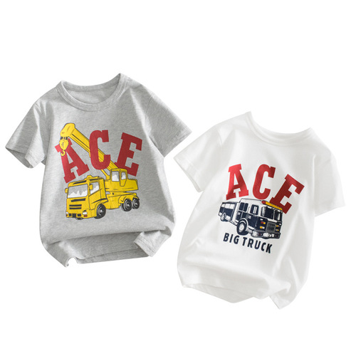 27kids cross-border supply children's clothing wholesale children's short-sleeved T-shirts summer 2024 baby boy clothes drop shipping