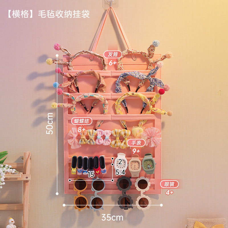 子供用ヘアピン収納壁掛け女の子ヘアバンドヘアピンヘッドバンド壁ヘアアクセサリー壁掛けジュエリーボックス壁掛けバッグ|undefined