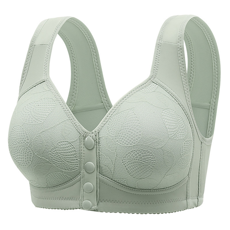 Fixed Cup Front Opening Buckle Mother Middle-aged and Elderly Underwear Women's plus size Non-rimless Bra Thin Vest Bra