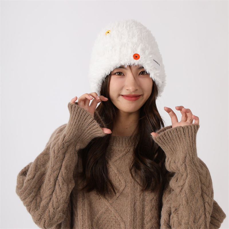 Cervo bianco stesso stile bambini autunno inverno peluche lana ispessita e calda pulsante mostra faccia piccola grande testa_voghion.com