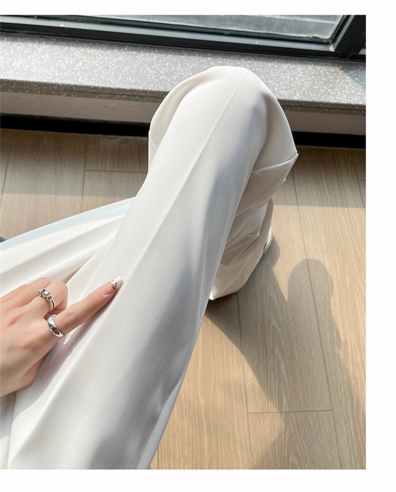 Quần tây nữ cạp cao ống loe vải mỏng mùa hè — Quần dài màu trắng chi tiết 32
