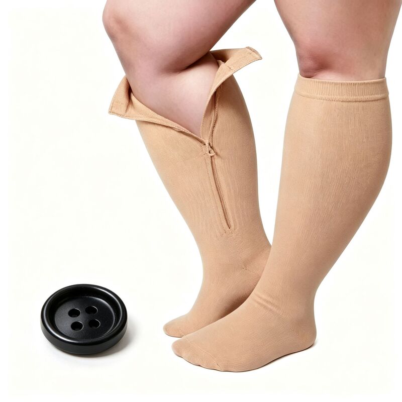 European and American plus-size compression socks, large-size zippered toe socks, open-toe socks, fitness, plus-size, compression, cycling, and sports for overweight individuals