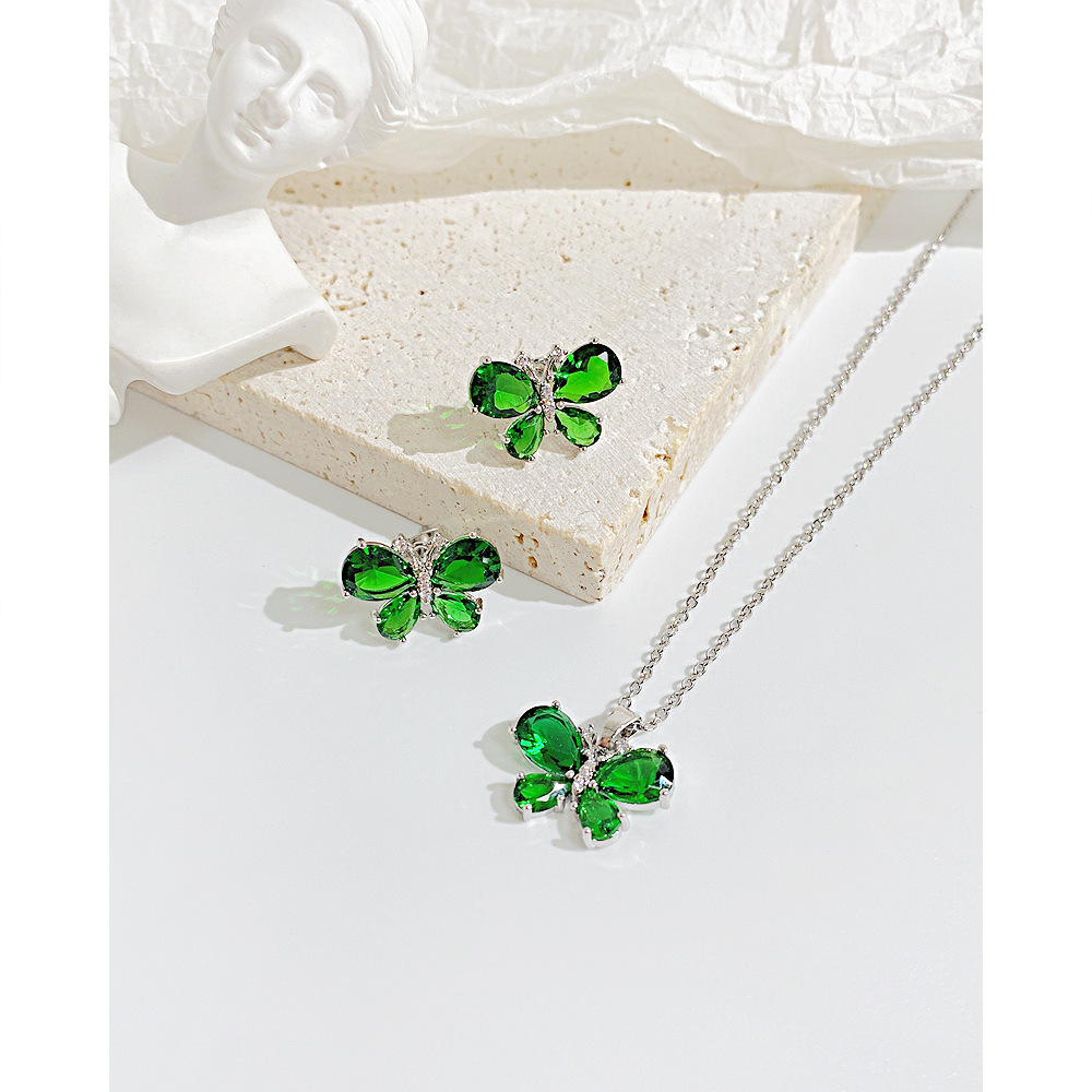 Sweet Butterfly Stainless Steel Plating Metal Earrings Necklace