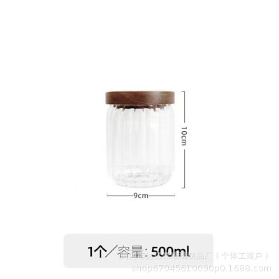 lata de té alta borosilicona vidrio contenedor tanque de almacenamiento cubierta de madera Acacia lata de almacenamiento lata de cáscara de naranja lata de sellado de vidrio rayado