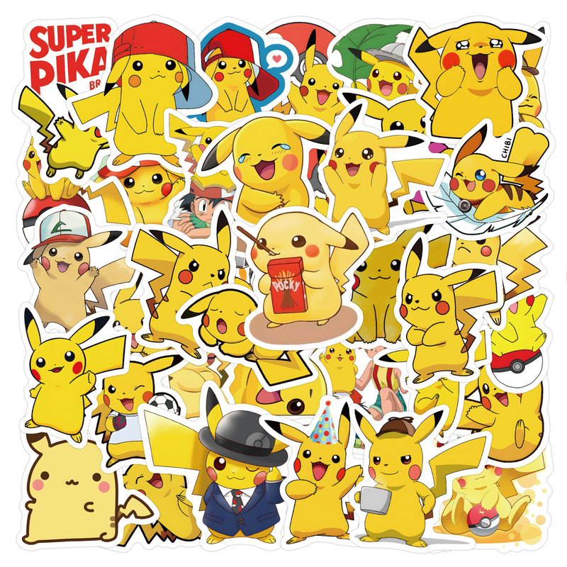 60 pieces of bikachu Bao Ke meng cute anime card children's luggage computer graffiti stationery stickers sticker